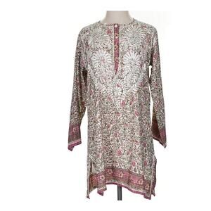 Colors Boho Floral Embroidered Tunic Top Cottagecore Peasant‎ Blouse Sz S